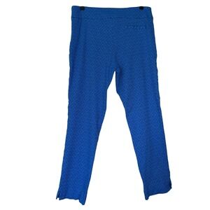 Margaret M Slimming Pant Royal Blue Geometric Textured Straight Leg XL